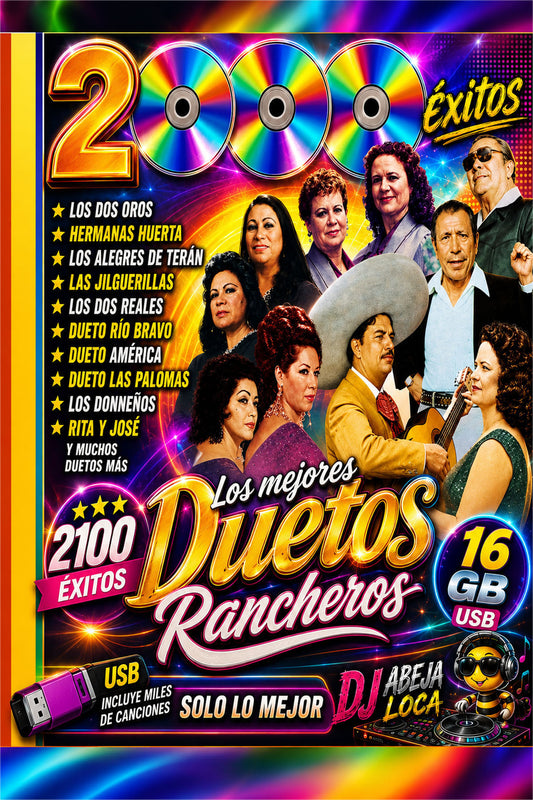 LOS MEJORES DUETOS RANCHEROS 2100 canciones en USB