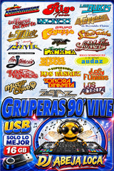 Gruperas 90' Vive,Curated Music Collection en USB
