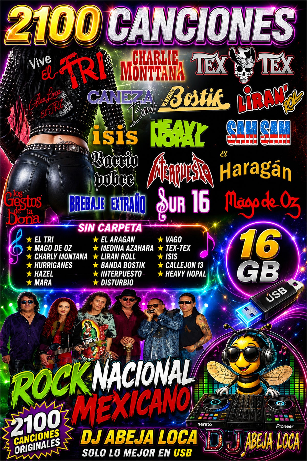 ROCK NACIONAL MEXICANO 2100 canciones en USB